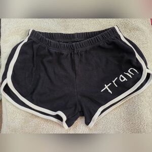 TRAIN- Black Athletic(Booty) Shorts with White Trim